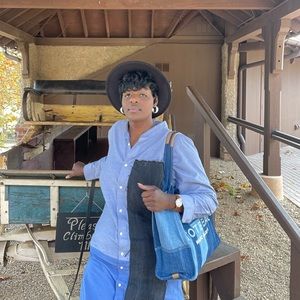 Long Sleeve Denim Color block Dress